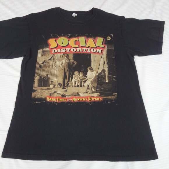 SOCIAL DISTORTION HARD TIMES NURSERY RHYMES BLK MEDIUM SHIRT L207 (HOLE C PICS) - Picture 2 of 5